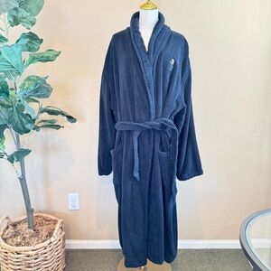 RARE Ralph Lauren Mens L XL Polo Bear Martini Tuxedo Embroidery Terry Robe Black